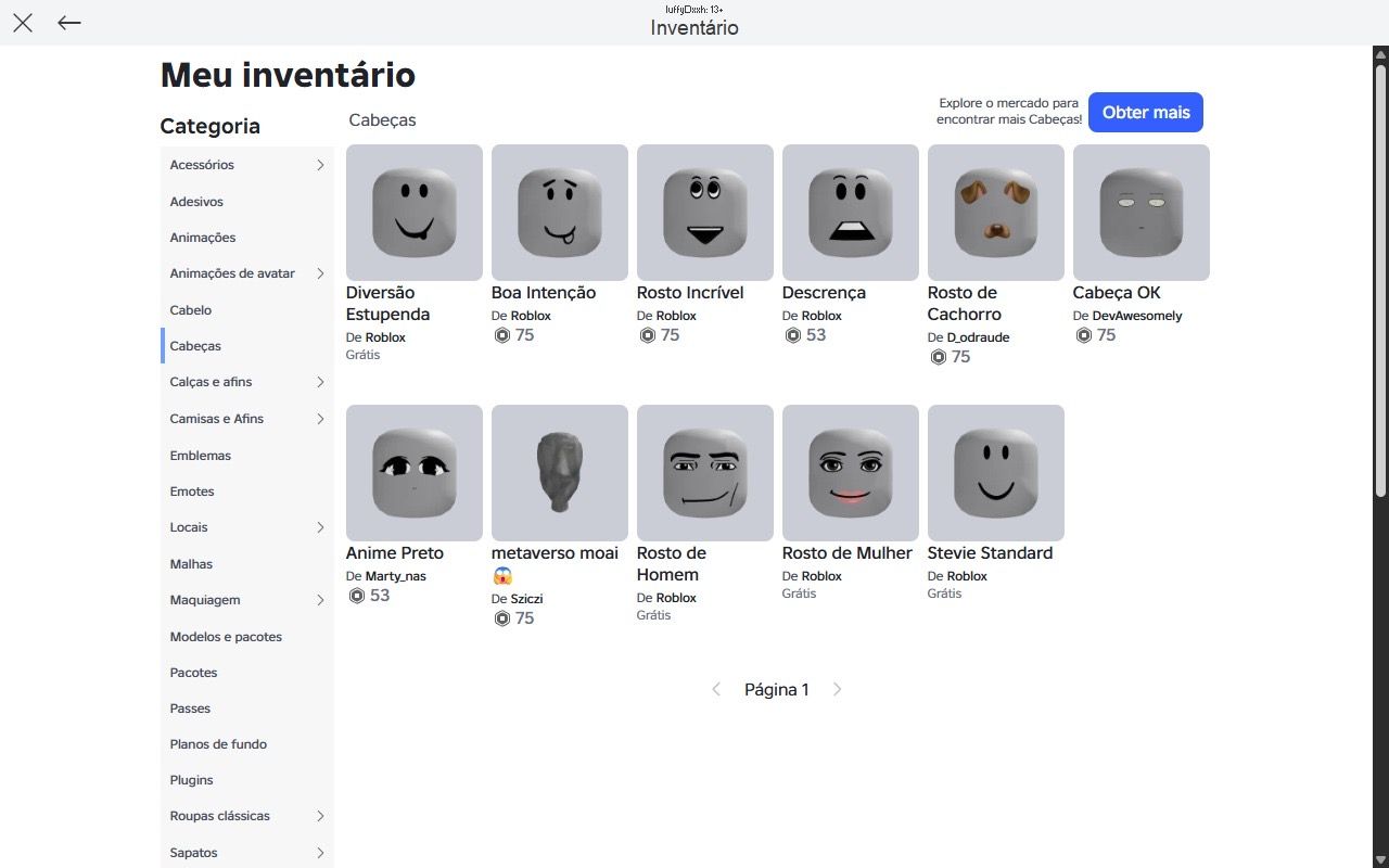 CONTA ROBLOX ( tem mais coisas em jogos e skins q n foi mostrado)