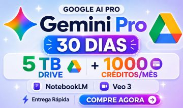 Google AI Pro Gemini Pro 30 dias | 5TB Drive + Veo 3 + 1000 Créditos
