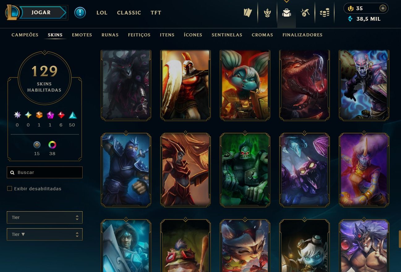 CONTA DE 2020 - 129 SKINS - LVL 328 - TODOS CAMPEÕES - 38K DE EA - 38 CROMAS