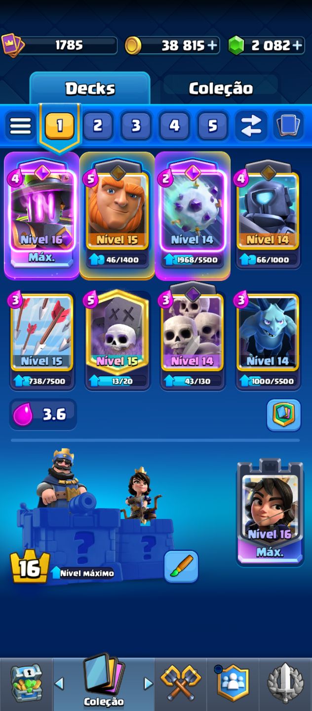 Conta premium com muitas skins e emotes - Clash Royale
