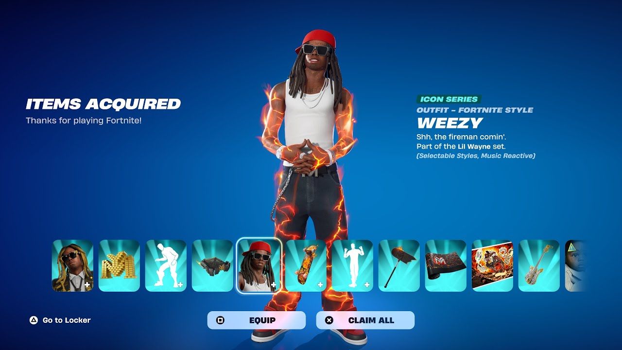 CONTA FORTNITE COM TRAJE LIL WAYNE