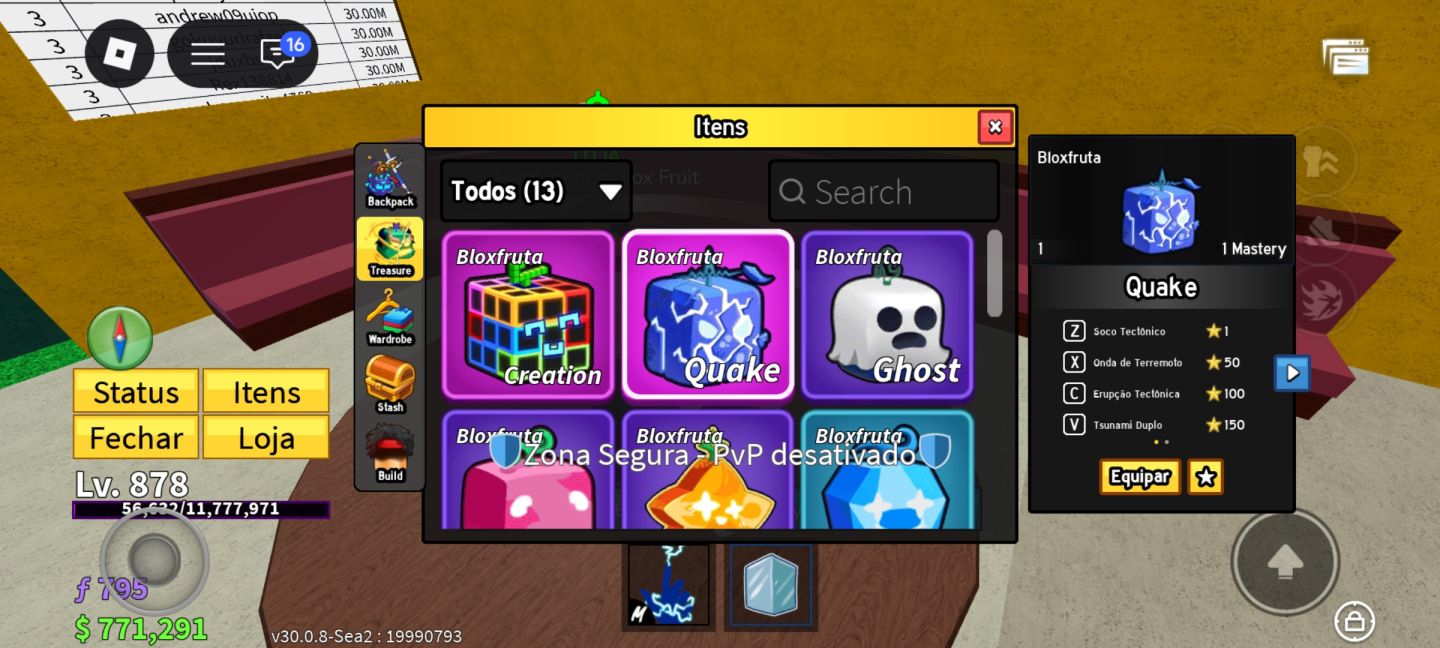 CONTA DE ROBLOX 23/24 !! COM NIVEL 850+ NO BLOX FRUITS + FRUTAS LENDÁRIAS