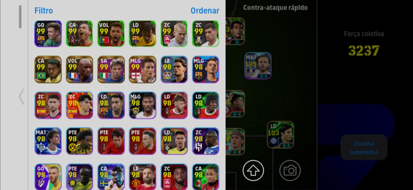 Conta Meta de Efootball Mobile com Romário, Rummenigge, Maddison e Dani Olmo