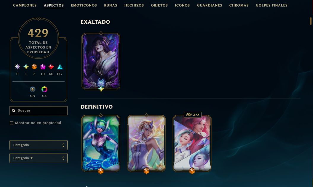 Conta de lol 429 skins - skin exaltada - finalizador e mt mais