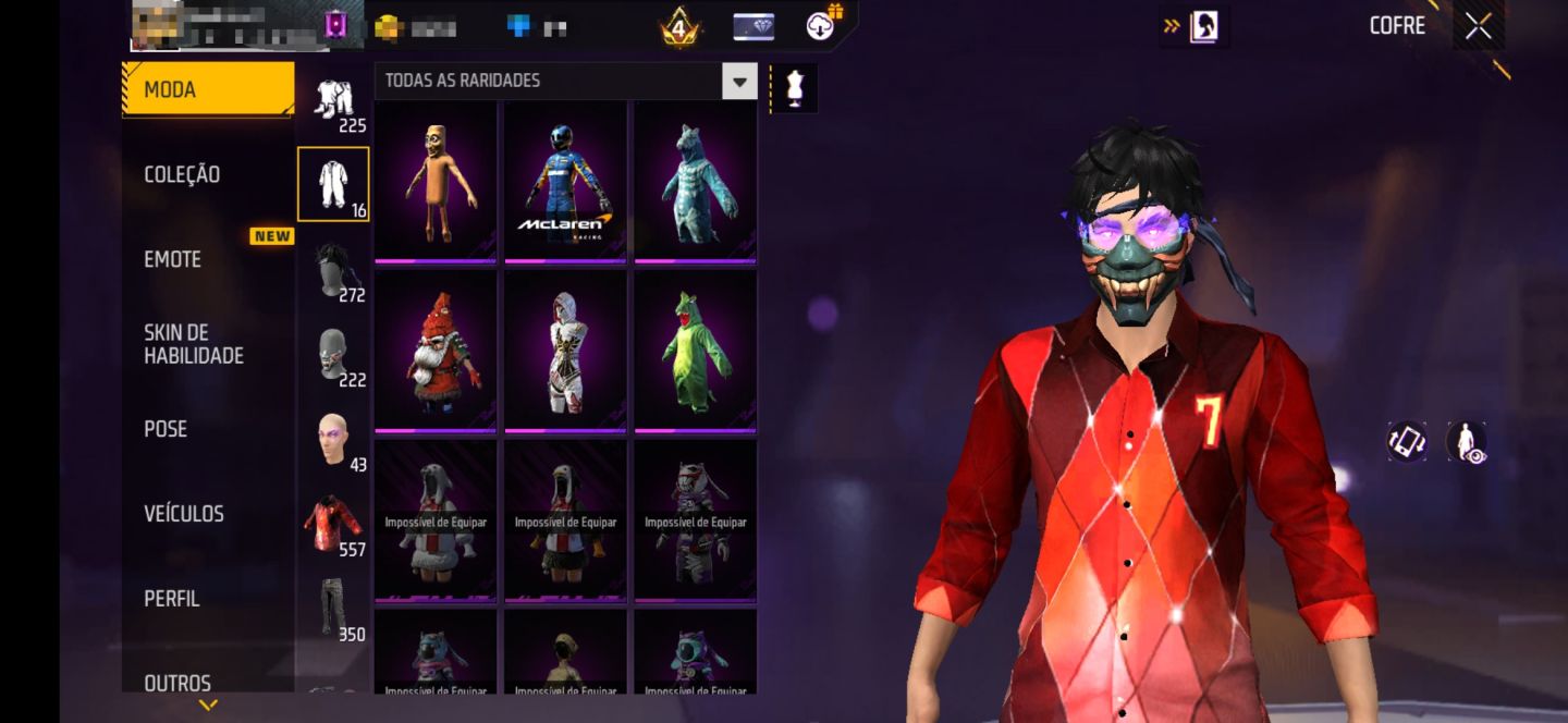 Conta level 75 com UMP Atributada e mais de 1000 roupas