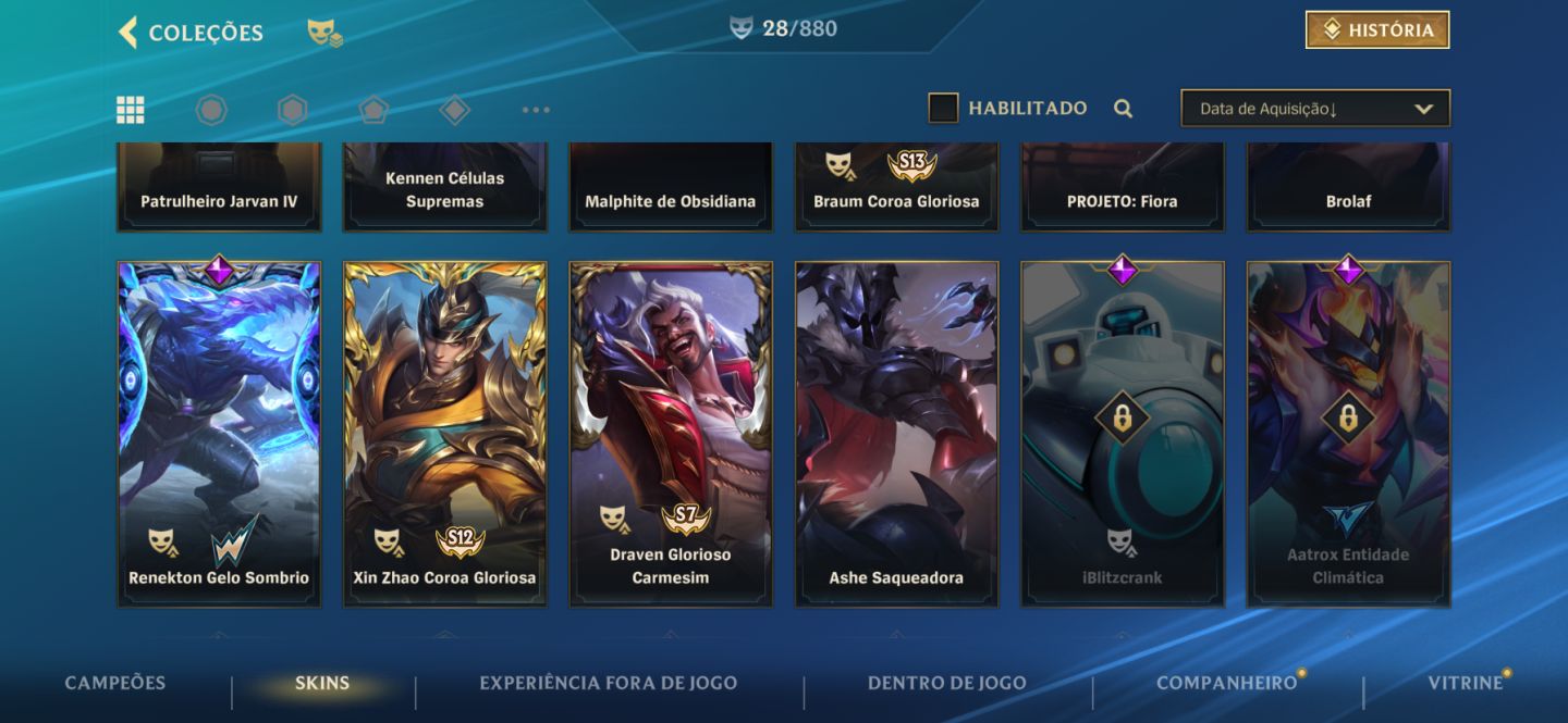 Conta wild rift com skin de passes, skin lendaria e miito mais