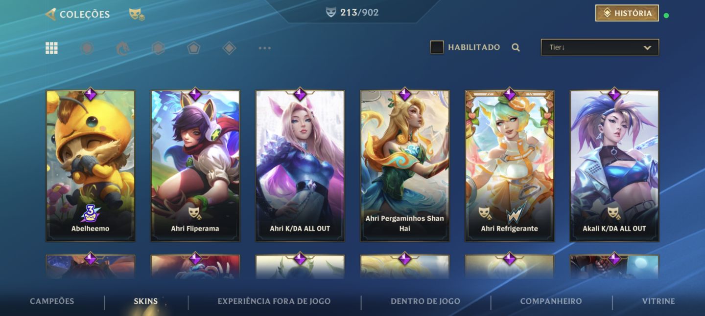 Conta Wild rift 900 essências laranjas, 213 skins