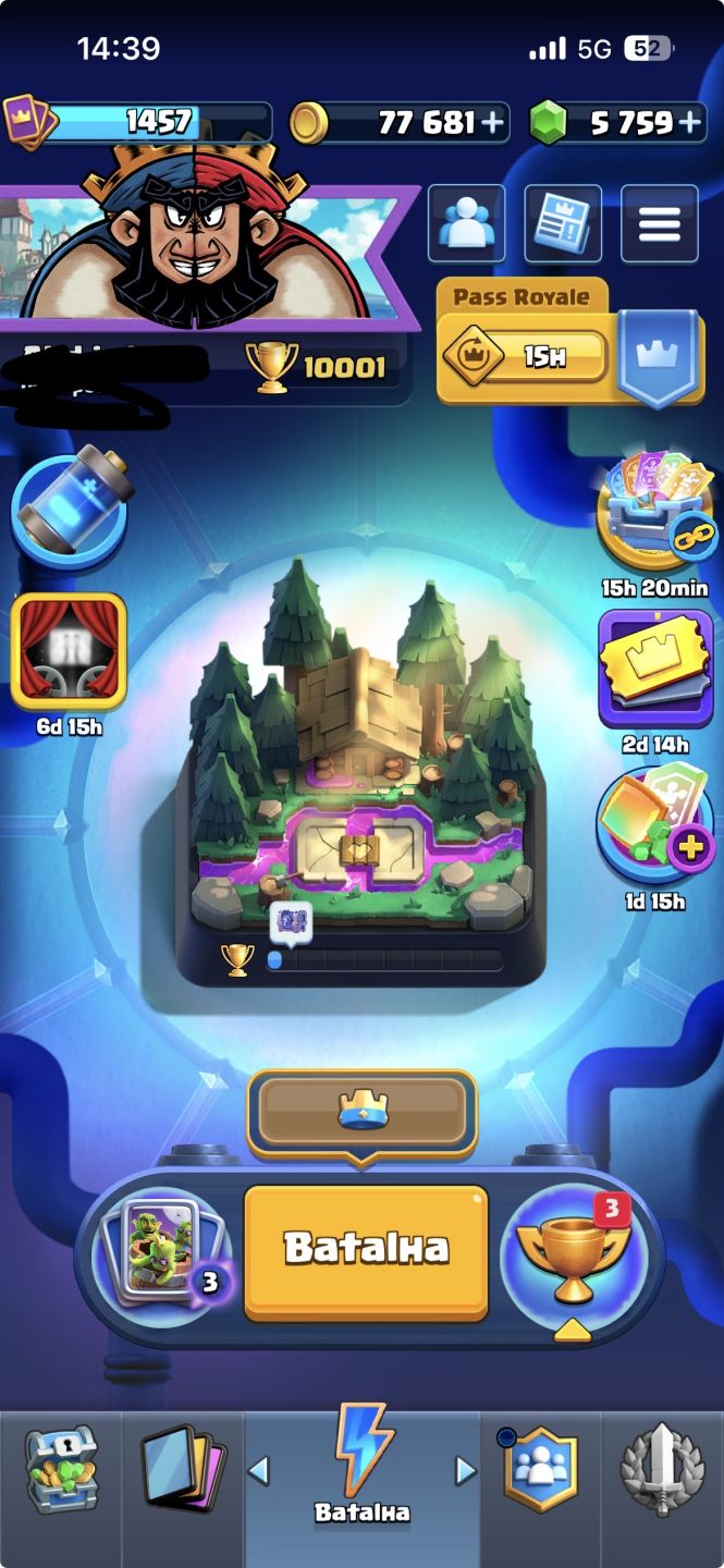 CONTA DE CLASH ROYALE COM EMBLEMA DE 10 ANOS+10K DE TROFÉU+9CARTA EVO+5K DE GEMA