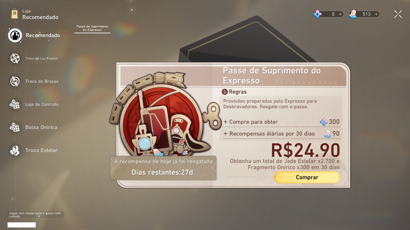 Conta AR 23 Bronya Banner da Seele pitty 60+Bencao 27 dias