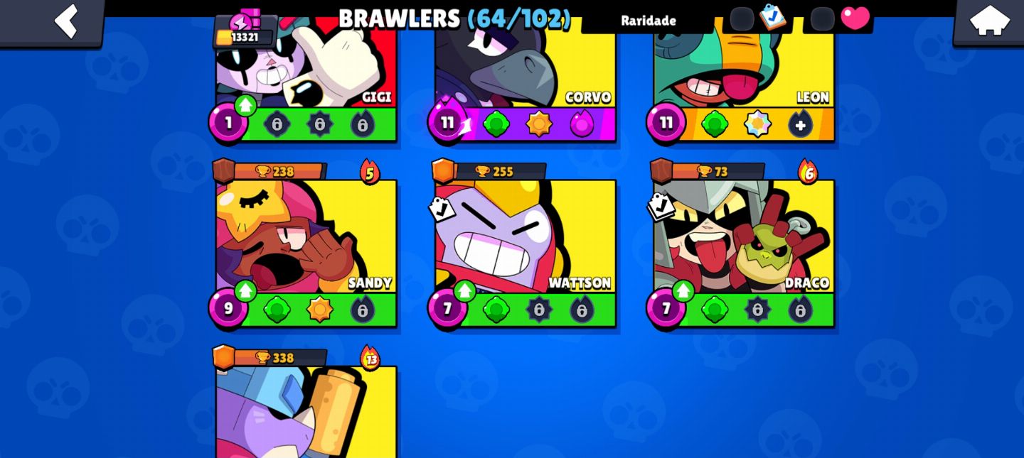 Conta de braw stars 13K de troféu,e muitas skins