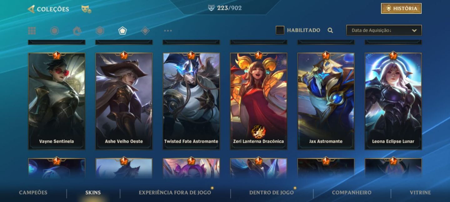 Conta à venda R$550 | 223 skins | Challenger | Passe ativo