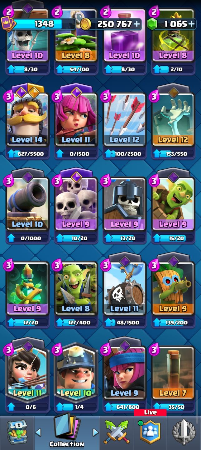 CR | CONTA CLASH ROYALE COM 7611 TROFEUS ARENA 20 | COM EVO E HEROICO
