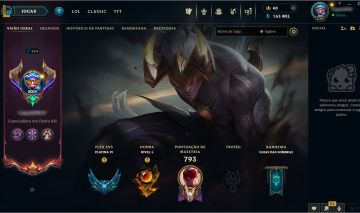 CONTA LOL NÍVEL 534 | 251 SKINS | 4 MÍTICAS + 2 ULTIMATE | 379 ÍCONES