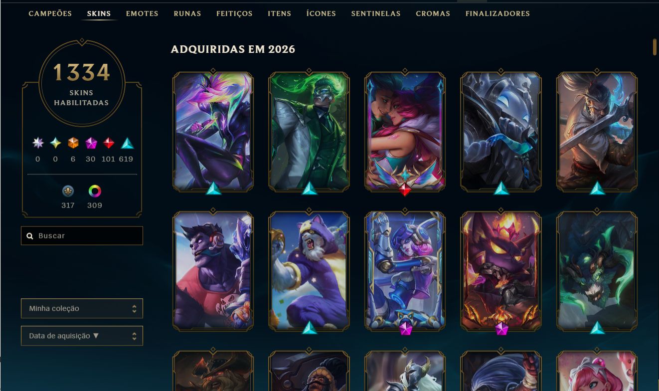1334 SKINS NO LOL + SKINS VALORANT/TFT | PASSE ATIVO | DADOS DE CRIAÇÃO