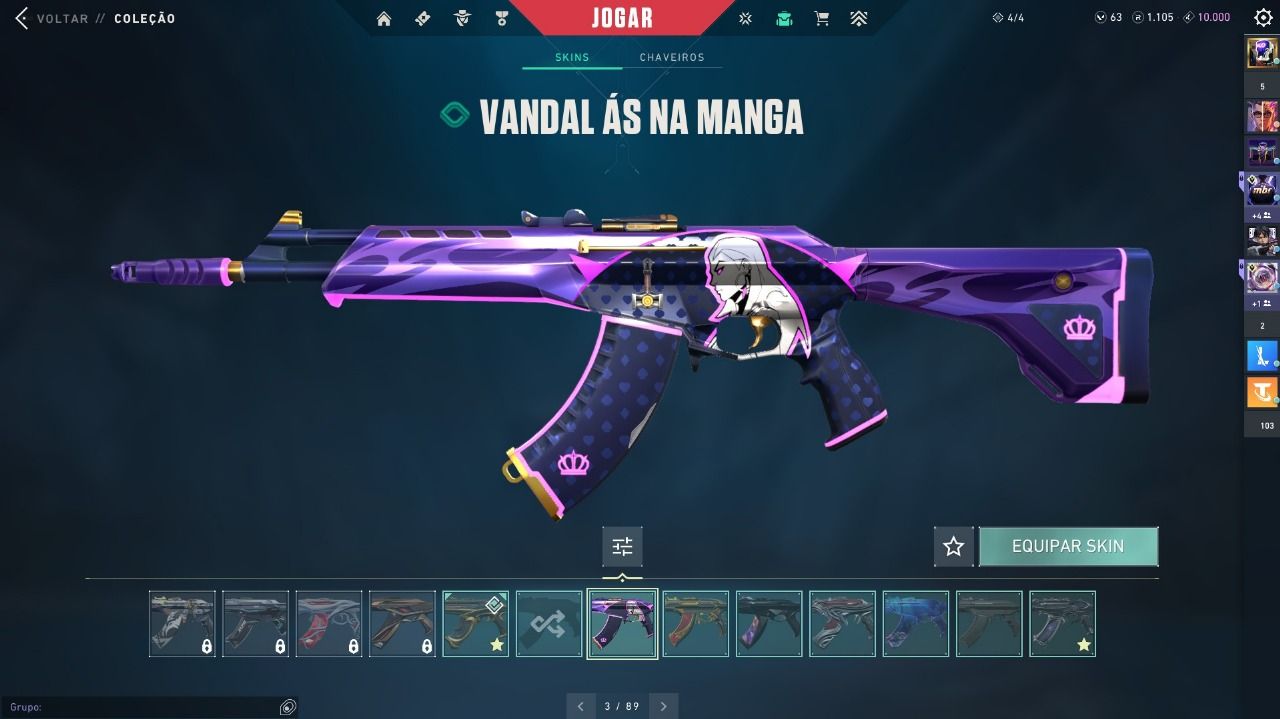 CONTA VALORANT, atualmente platincom muitas skins.