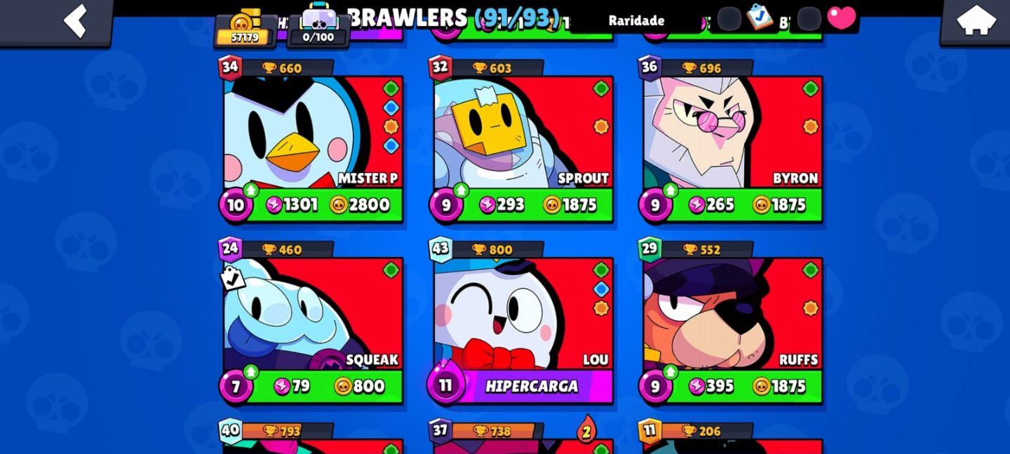 Conta Brawl Stars Rara 91/93 personagens - Vem no Certo