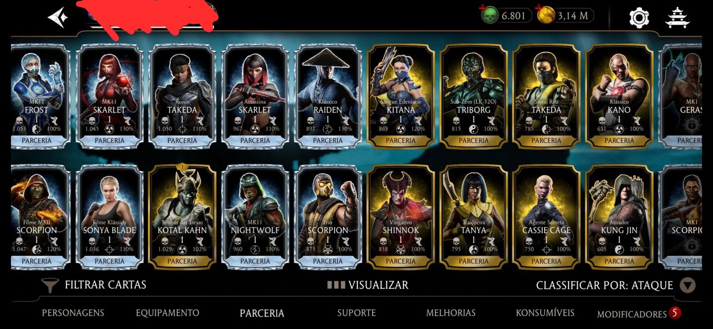 CONTA TOP TIER MK MOBILE NVL 60 | TIME MK11 FULL FX | 6.8K ALMAS