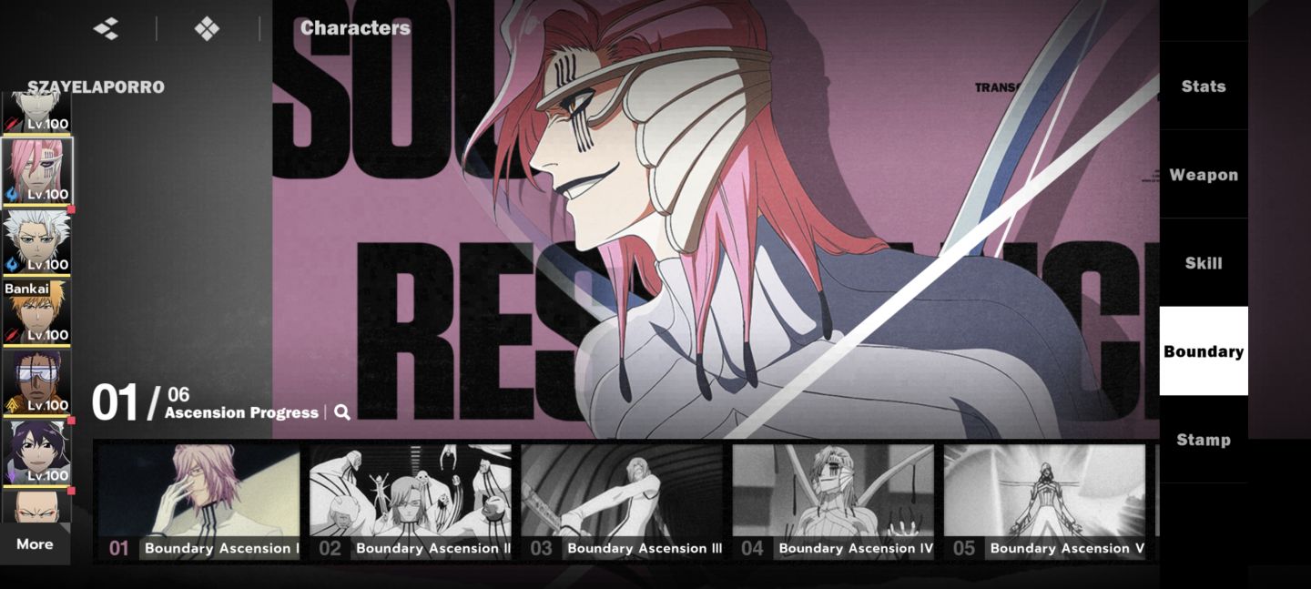 CONTA DE BLEACH SOUL RESONANCE COM AIZEN B6, TRUE B2, ULQUIORRA B1 E ETC..