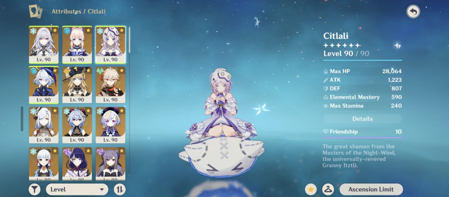 CONTA GENSHIN ENDGAME MAVUIKA + FURINA + CITLALI + SKINS