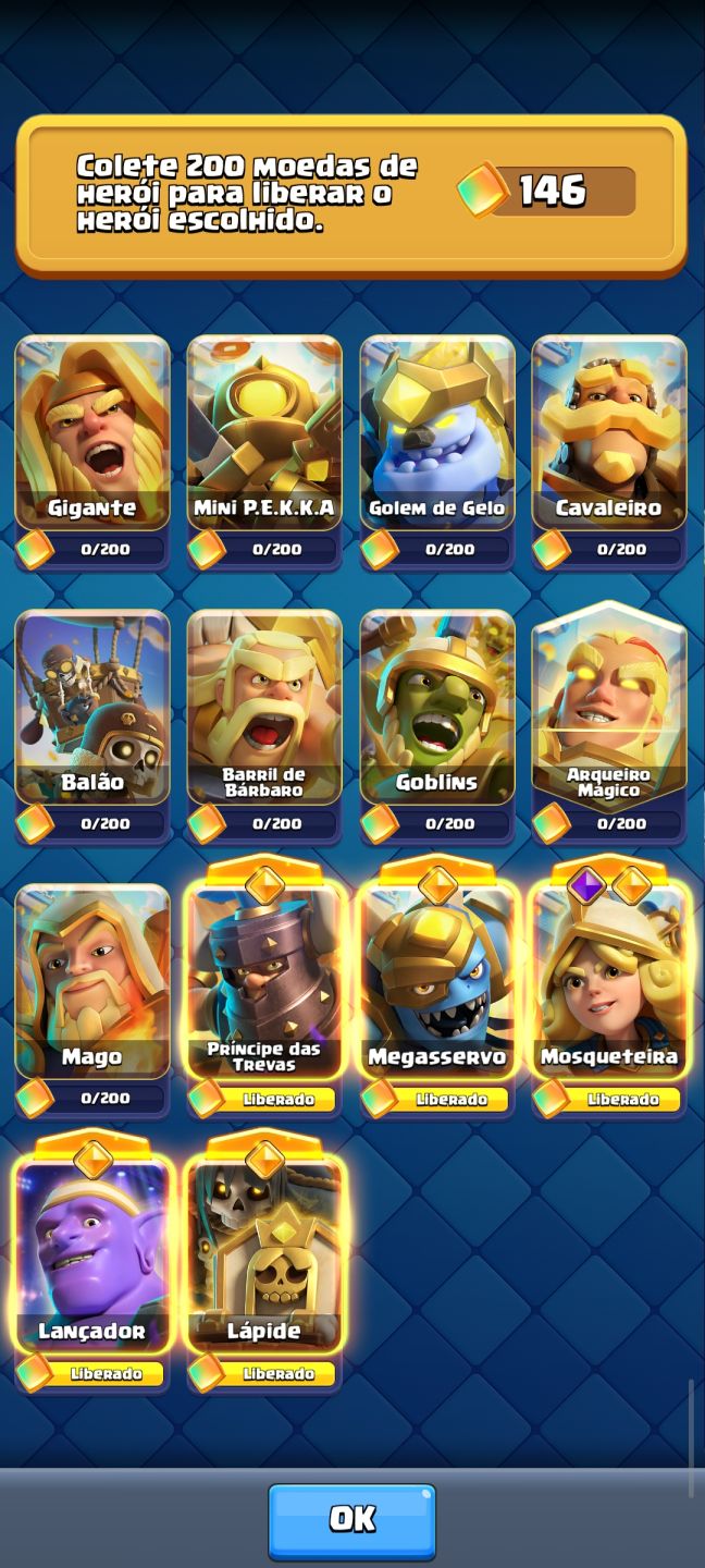 Conta Clash Royale(+9anos) +14k Troféus - 3,3 milhões em ouro - 7,4k de gemas