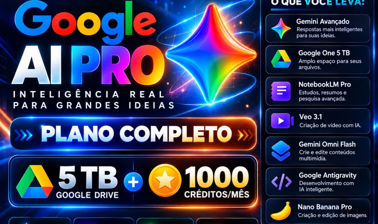 Google Gemini Pro + 5TB Google One Link Oficial | Ativa no Seu Próprio Gmail