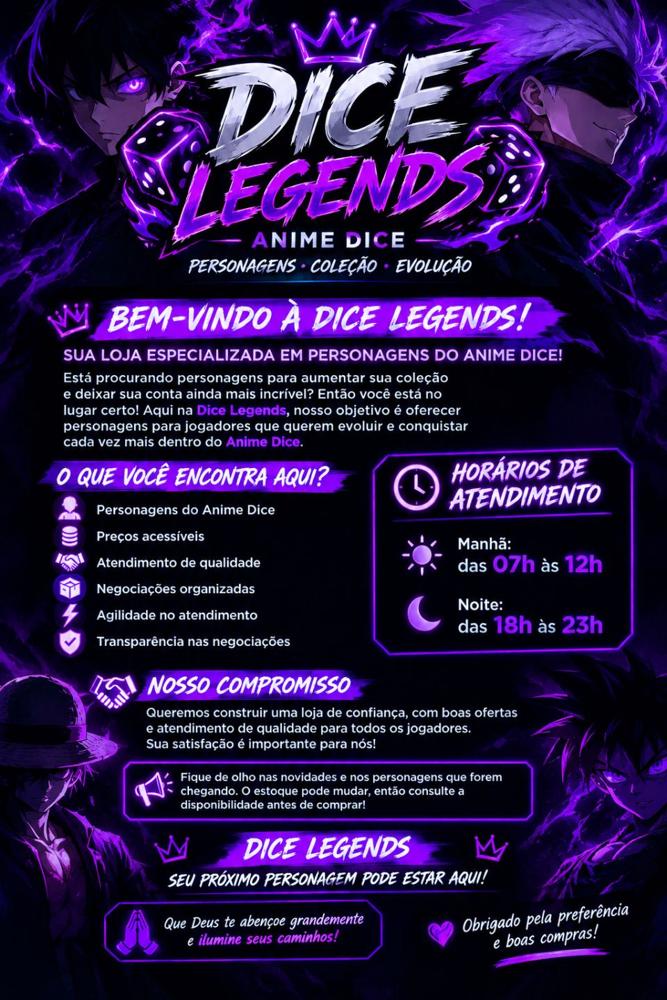DICE LEGENDS | ANIME DICE PERSONAGENS & ITENS RAROS!
