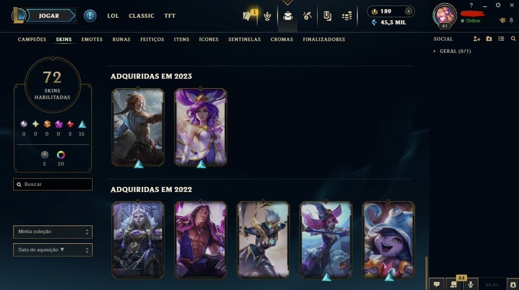 Conta main sup peel | elo : diamante 4 com 77% de WR !