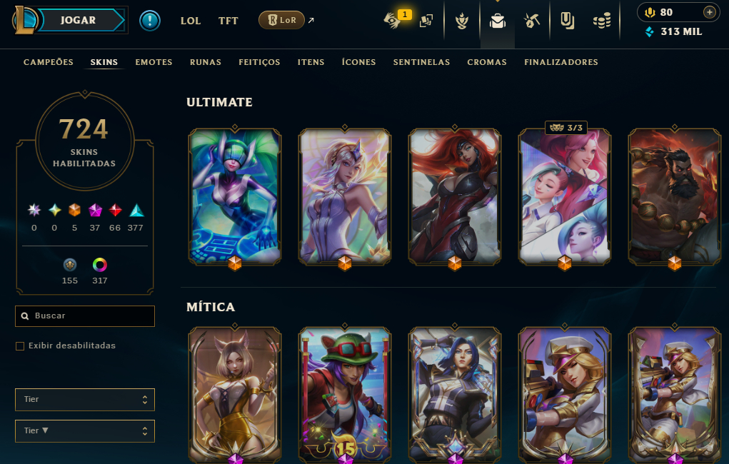 CONTA LOL +700 SKINS NO ESMERALDA