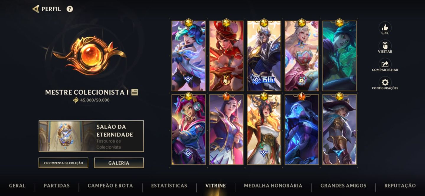 Conta wild rift, todos os campeos, 45k de coleção de skin