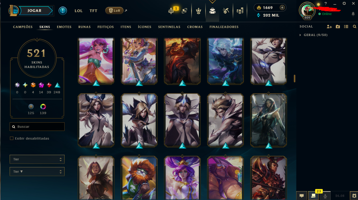 CONTA LEAGUE OF LEGENDs/ 593 SKINS / CAMPEÃ PRIMEIRO CLASH