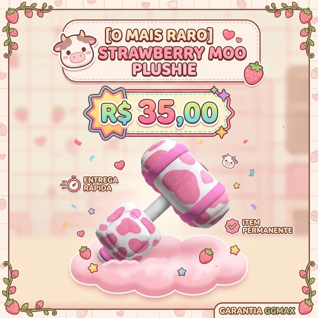[O MAIS RARO] STRAWBERRY MOO PLUSHIE Flee The Facility - ENTREGA RÁPIDA!
