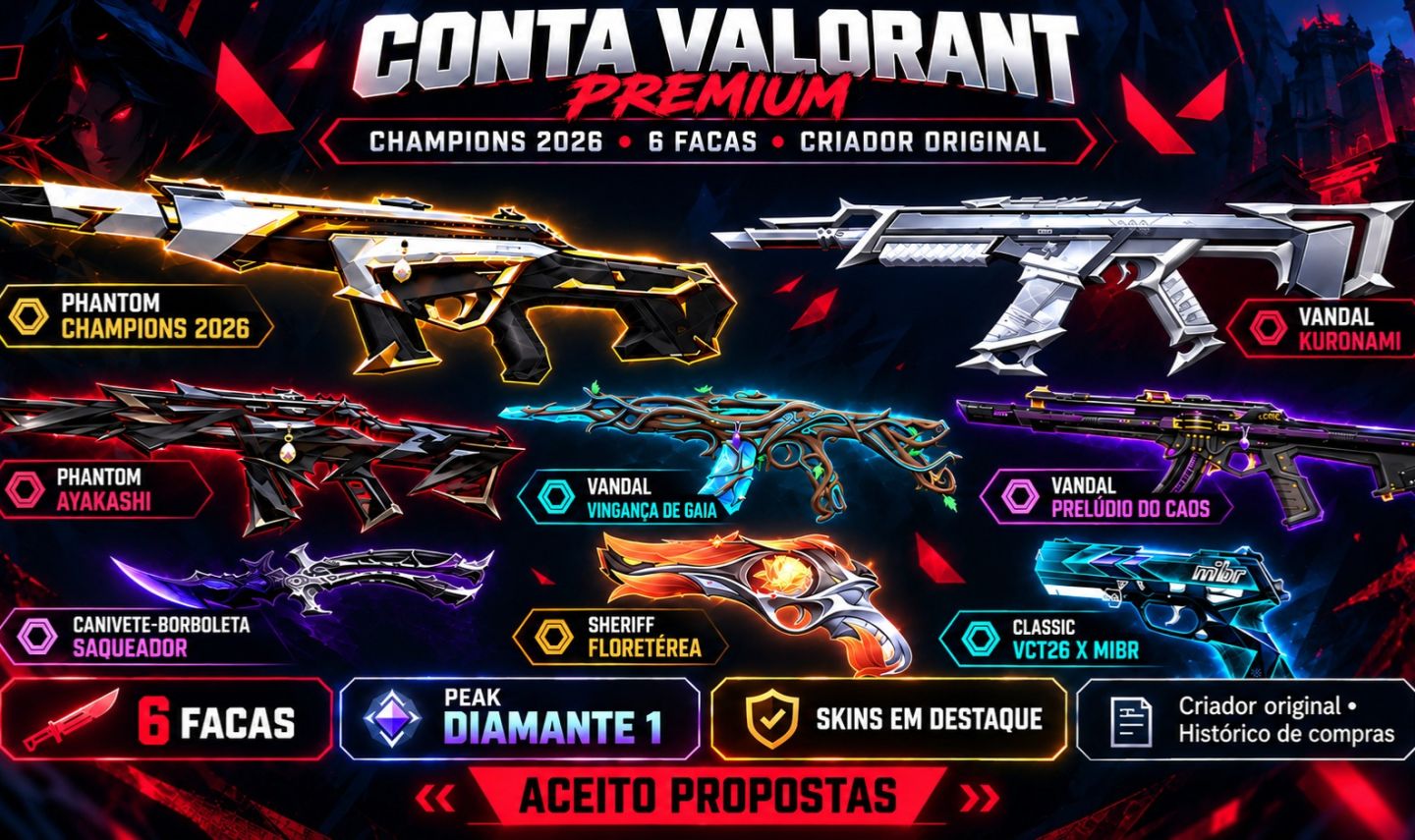 Conta Valorant | Champions 2026 + Vandal Kuronami + Gaia | Saqueador | Prata