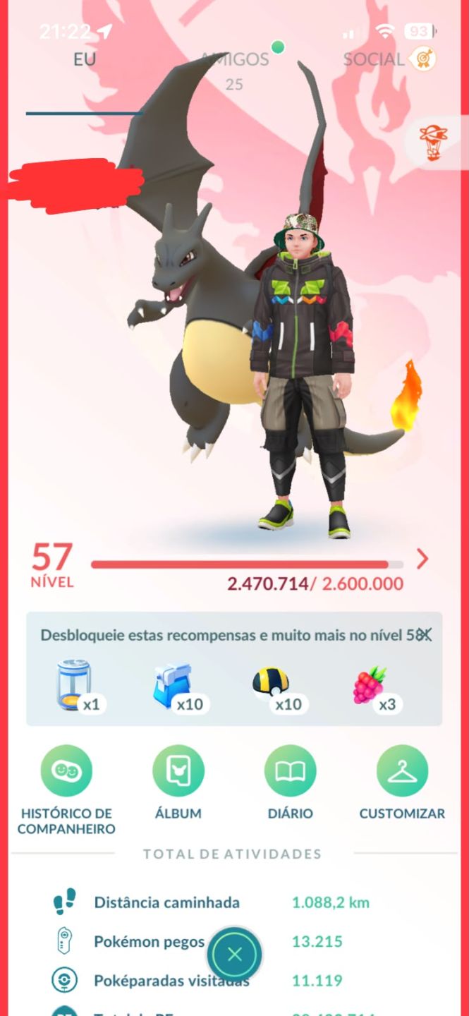 Conta Pokémon Go, MewTwo de armadura, mais de 100 shinys e shundos et.