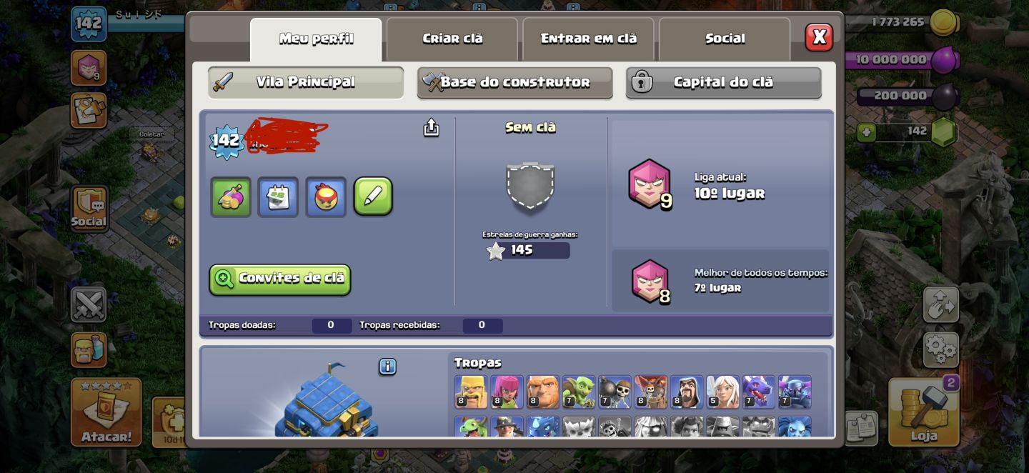 (PROMOÇÃO) CONTA CLASH OF CLANS CV12 SEMI FULL | LVL 142