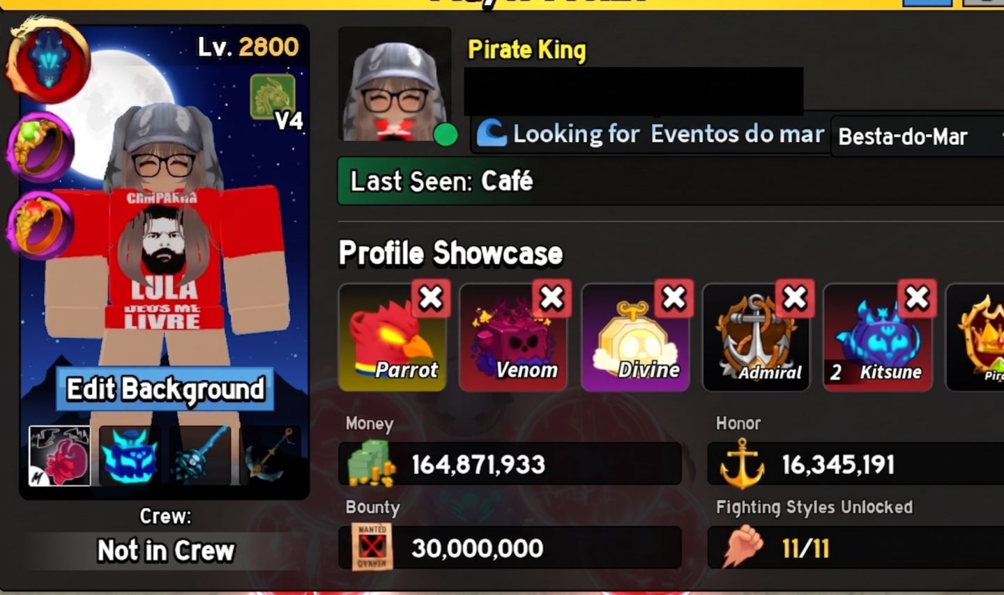 Conta com titulo mais desejado o famoso "PIRATE KING"