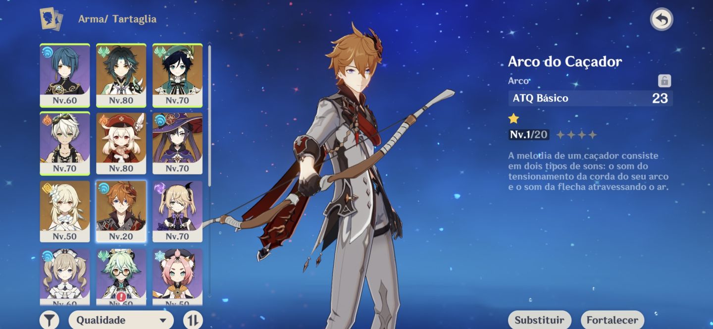 Conta genshin impact personagem 5 estrelas: xiao,venti,klee,moana,tartaglia
