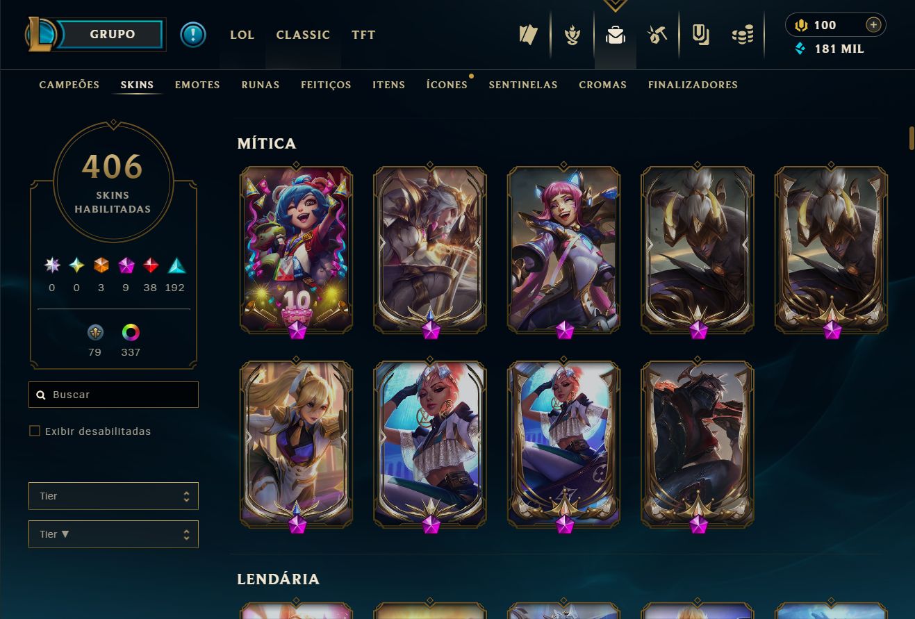 CONTA LEAGUE OF LEGENDS +406 SKINS [Ex Mestre]