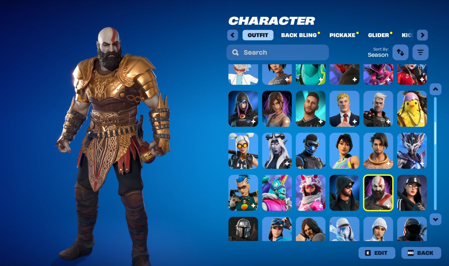 Conta Fortnite com Pacote Kratos completo, 11 Passes, Glow, Laguna, Cobalt, etc