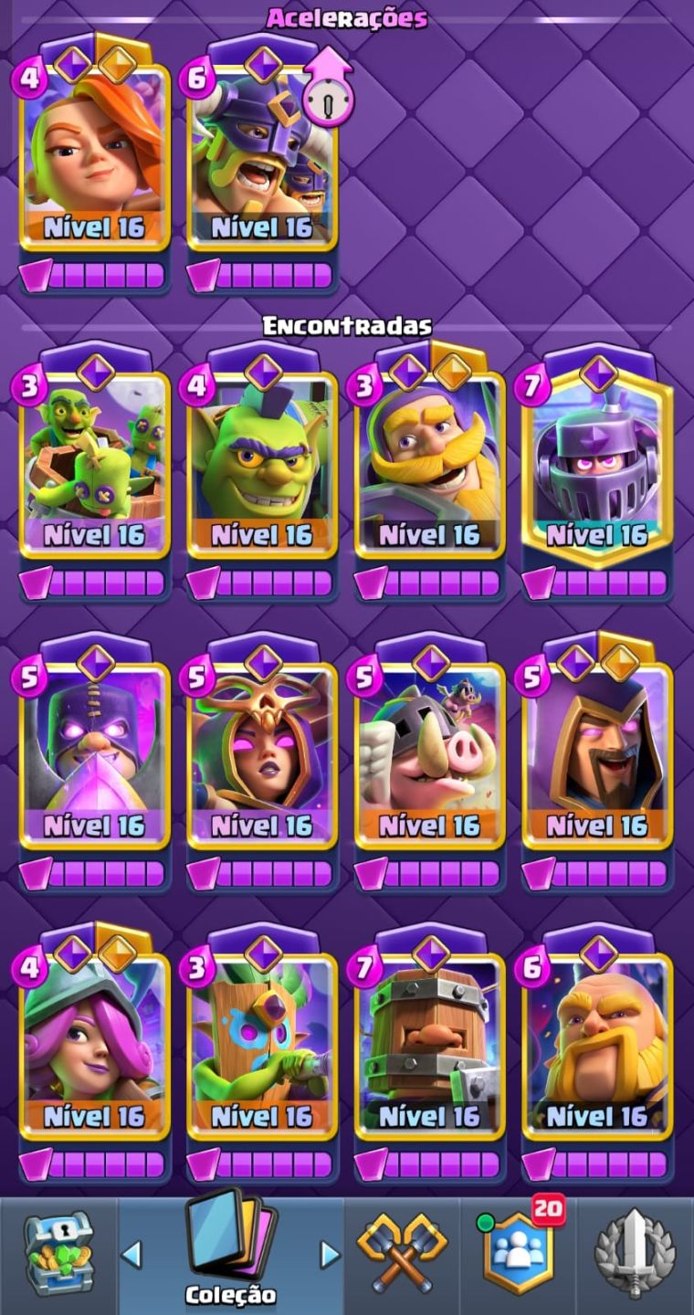 MELHOR CONTA ANUNCIADA! 85/122 CARTAS FULL MAX! QUALQUER DECK DA PRA FAZER!