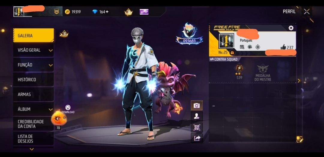 CONTA BÁSICA COM SKIN EVOLUTIVA + PUNHO DO NARUTO + TROCA NICK