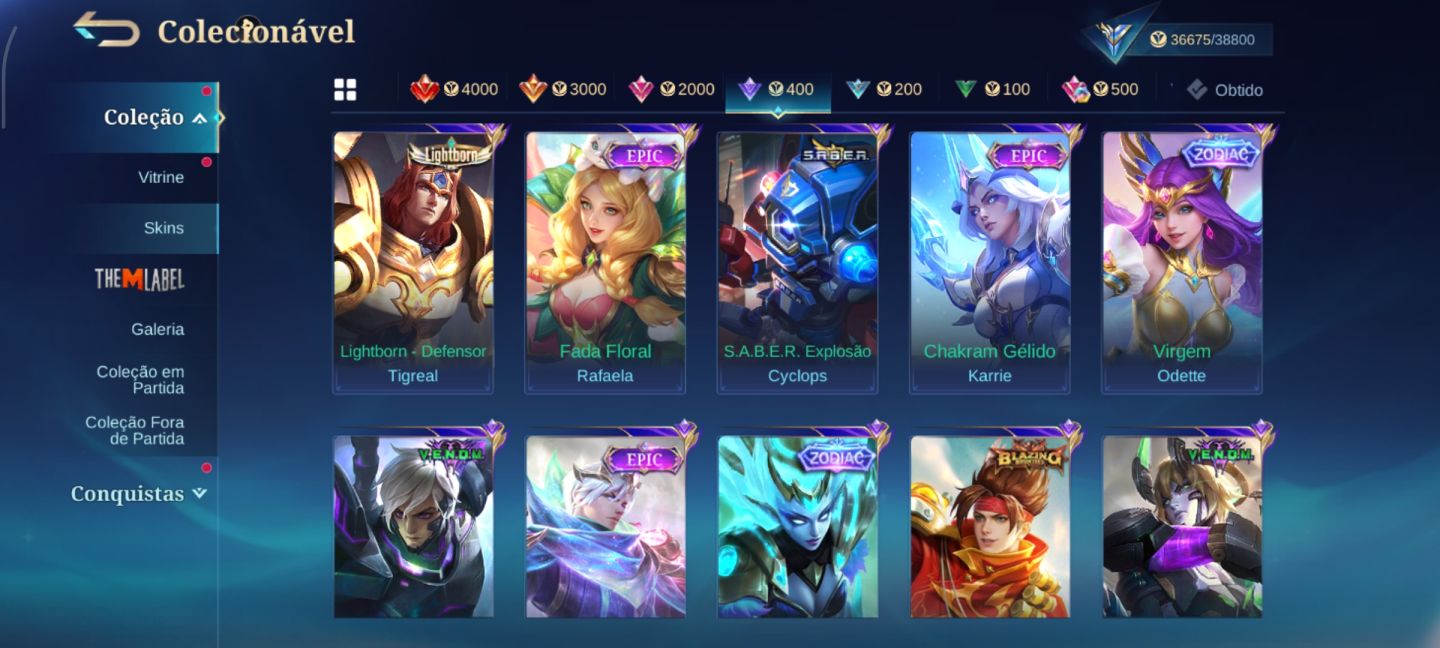 CONTA MOBILE LEGENDS 406 DIMAS SANRIO STREET FIGHTER E JUJUTSU [negócio preço]