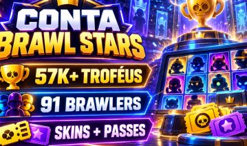 Conta Brawl Stars 57K+ Troféus | 91 Brawlers | Skins e Passes