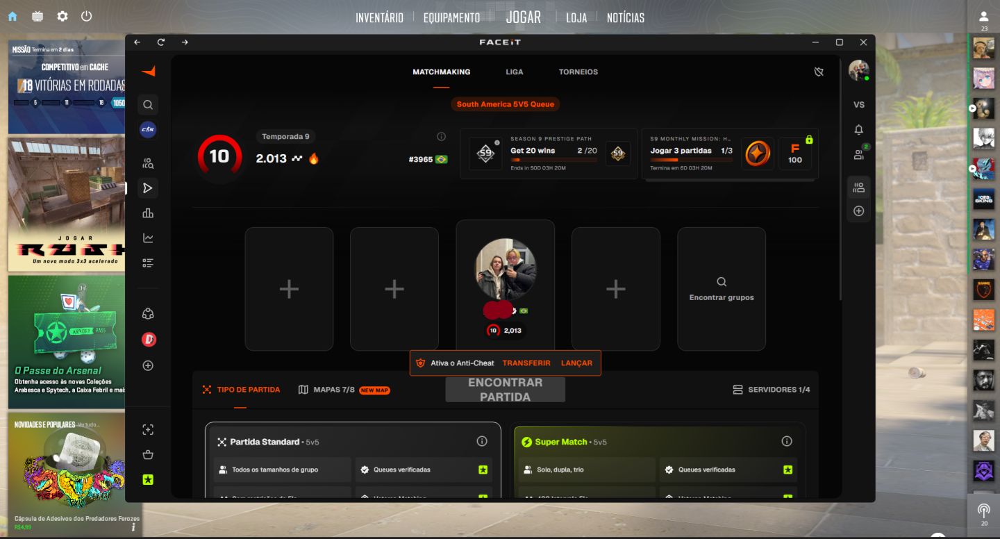 CONTA CS2 TRUST VERDE (LVL 20 GC 10 FACEIT E 26K PREMIER)