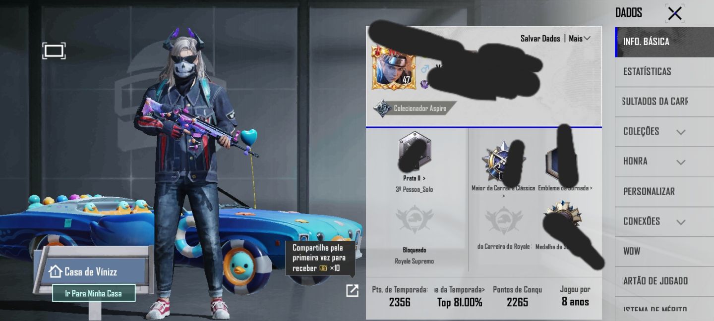 CONTA PUBG MOBILE DE 8 ANOS COM SKINS DO NARUTO (FULL ACESSO)