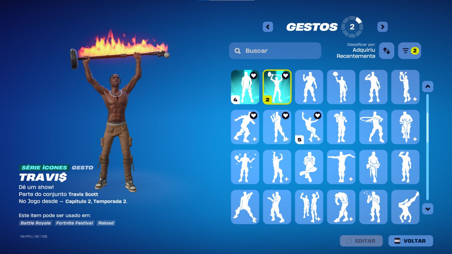 Conta FORTNITE com o TRAVIS SCOTT com os 2 Emotes Dele!