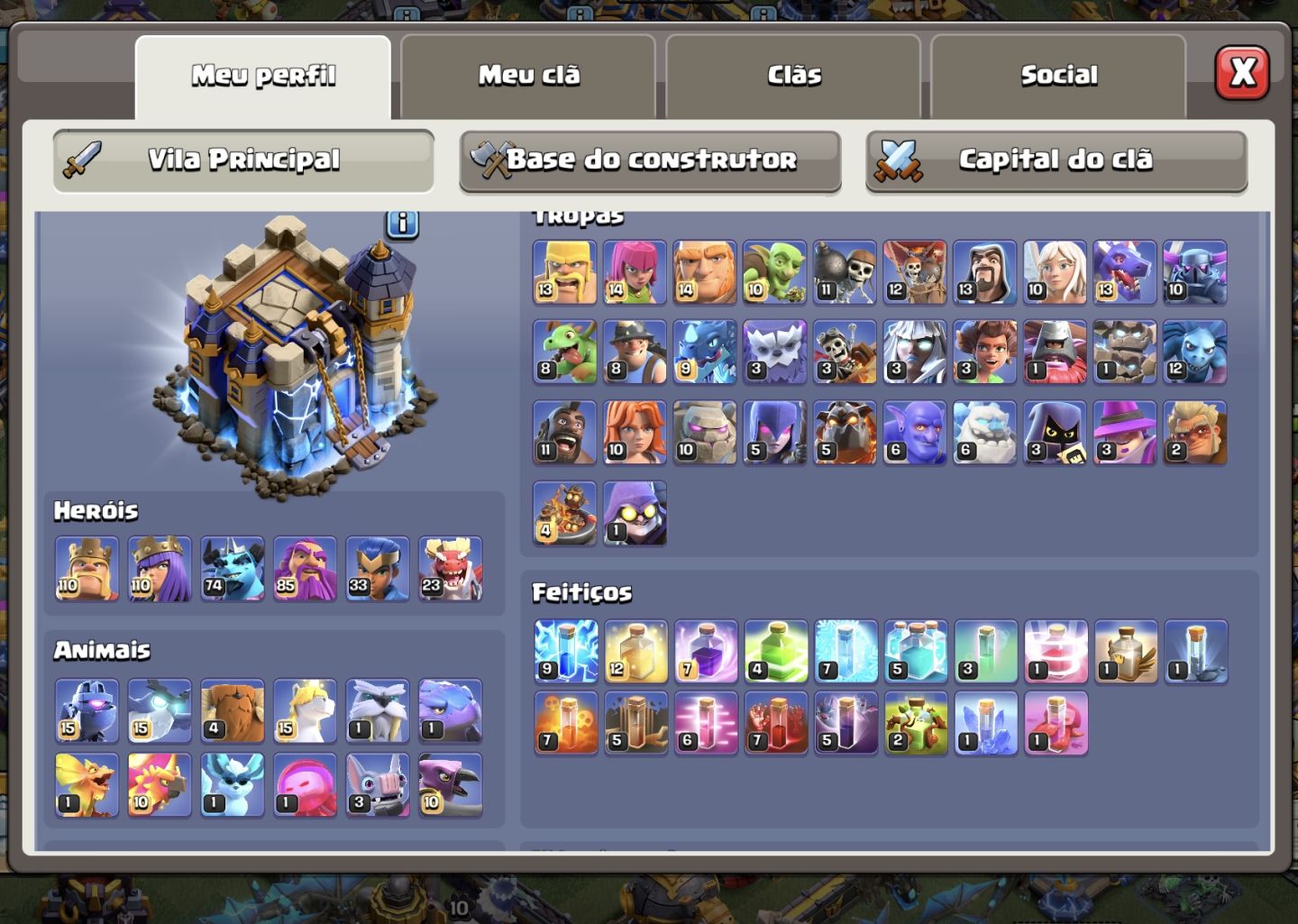 CONTA CLASH OF CLANS CV18 NÍVEL 239