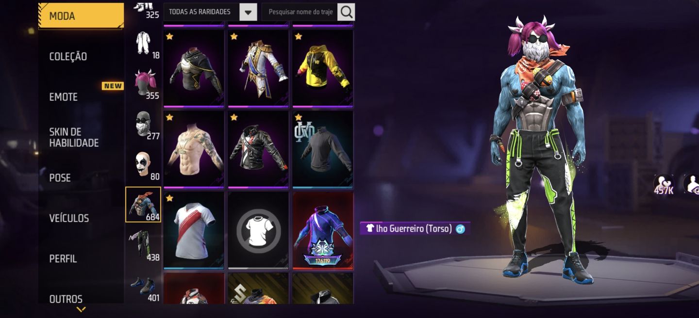 Conta free fire skin sombra boral, skins armas evolutivas