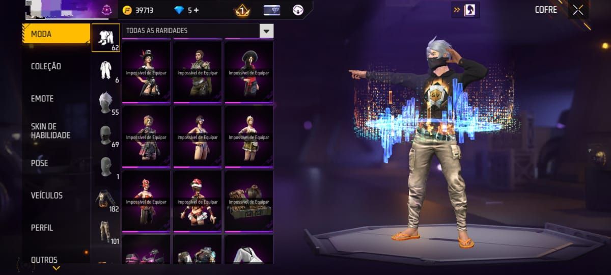 Vende-se conta de Free fire criada em 2018