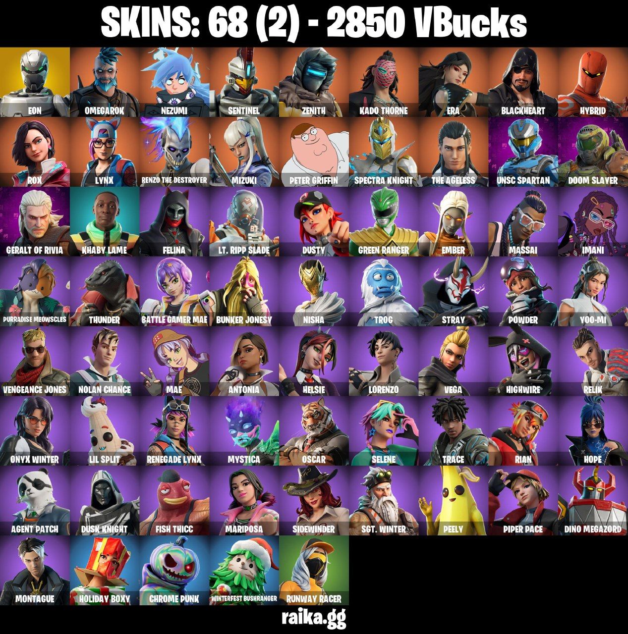68 skins EON, OG STW 2,8k VBucks disponivel pra uso