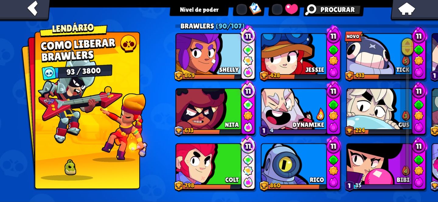 IMPERDÍVEL | 34.7K TROFÉUS | 90 BRAWLERS | MUITOS LVL 11 | GEMADA